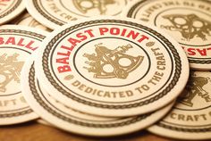 several stickers with the words ballast point on them