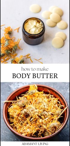 Indulge your skin with our DIY calendula body butter recipe. Using the finest calendula flower recipes, this skincare delight packs in numerous calendula skin benefits. The outcome is a luxurious body butter that not only moisturizes but also feeds your skin with nature's best. It's your ultimate partner for skincare, ensuring that you wake up to a soft, glowing skin every morning. It's the perfect skincare treat you can give yourself. Calendula Recipes, Benefits Of Calendula, Body Oil Diy, Diy Body Butter Recipes, Body Butter Recipe, Flower Recipes