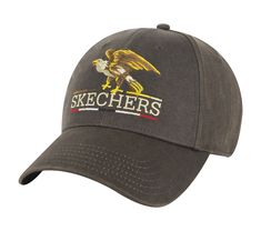 Add some distinctive style to your look with the Skechers Eagle Trucker Hat. Soft canvas fabric in a classic fit athletic cap design with eagle design and Skechers logo detailing. | Skechers Men's Eagle Canvas Hat | Soft natural color canvas fabric | Colorful embroidered bald eagle design | Accent color detail and Skechers logo on front panel | Grommets for added comfort | Adjustable slide back for ideal fit | Normal bill and medium crown Canvas Hat, Eagle Design, Soft Natural, Cap Design, Bald Eagle, Accent Colors, Natural Color, Canvas Fabric, Trucker Hat