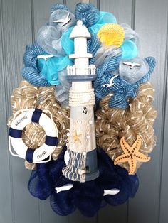 a wreath made to look like a lighthouse