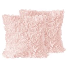 two pillows with pink flowers on them