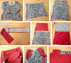 how to make a skirt out of an old pair of jeans and fabric scraps