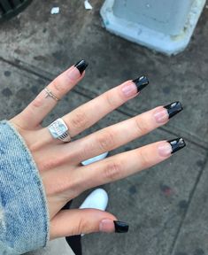 Straight French Tip, Straight French Tip Nails, Airbrush Nails, French Acrylic Nails, Almond Acrylic Nails, Tip Nails, Nail Ring