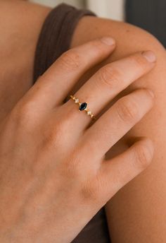 For a luxurious and sensual design, look no further than our breathtaking Ava luxe black onyx ring. Our team has handcrafted each ring with the finest materials, coupled with a gorgeous natural black onyx centerpiece and six perfectly round, natural crystals. A gentle design that’s easy on the eye and gorgeous, you’re sure to fall in love with this ring for any outfit. ✦ DETAILS ✦ ✧ 0.75 Carat center stone ✧ Natural black onyx and crystals ✧ Sizes 3.25-11.25 US ✧ This ring set will arrive ready Black Onyx Ring Gold, Ava Black, Black Stone Ring, Gold Jewelry Simple Necklace, Onyx Jewelry, Gold Jewelry Simple, Black Onyx Ring, Black Jewelry, Stone Gold