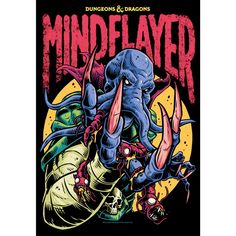 an image of a poster for the upcoming game, mindflayer with monsters surrounding it