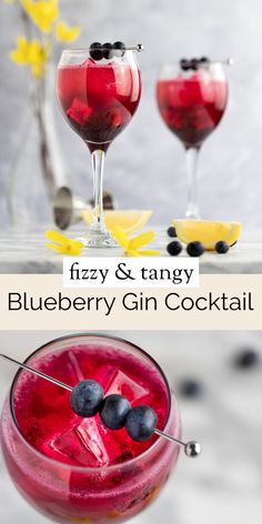 the blueberry gin cocktail is ready to be served