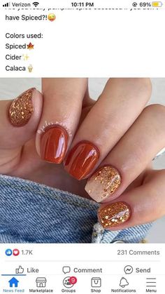 Fall Color Nail Designs Autumn, Thanksgiving Gel Nails Short, Unique Fall Nails, Luminary Nails, Aesthetic Mode, 2024 Nails, Fall Gel Nails, Cute Nails For Fall, Cute Gel Nails