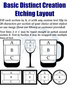 the basic instructions for how to make a wine glass with matching font and numbers on it