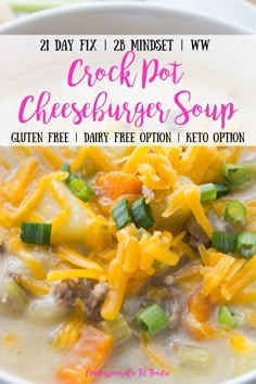 a bowl of crock pot cheeseburger soup