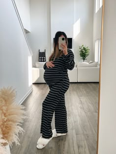 Maternity Striped PJ Set Curated On LTK Maternity Homewear, Comfy Pregnancy Outfits Summer, Pregnancy Outfits Comfy, Pregnant Clothes, Maternity Pajama Set, Modest Winter Outfits, Maternity Lounge Wear