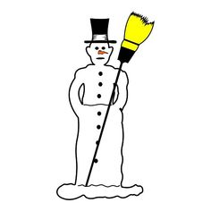 a drawing of a snowman holding a broom