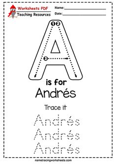 the worksheet is for andress trace it with an abcs - s