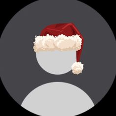 a red and white santa hat with snow on it