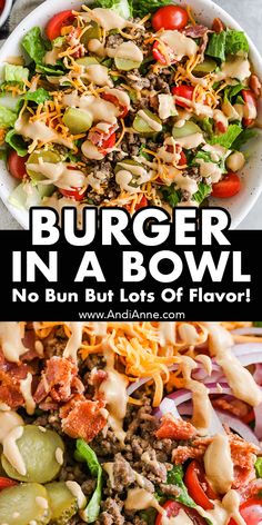 the burger in a bowl is ready to be eaten