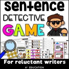 Help students visually understand the sentence structure and gradually stretch their sentences with this fun, engaging and differentiated game. Game:1. Students will receive a card that shows where the clues are hidden.2. Once they find their clues, they will write sentences from the clues on a worksheet.Extra: Students can wear accessories like bracelets and badges.Students will look for clues around the room and then write sentences from their clues. This game includes four levels of different Use Of Capital Letters, Grammar Games, Detective Game, Writing Games, Sentence Building, After School Routine, Esl Activities, The Sentence, A Worksheet