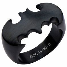 Batman Black Matte Stainless Steet Ring (BATMSSFR50) - SuperheroWatches.com Batman Jewelry, Batman Wedding Rings, Batman Silhouette, Batman Ring, Batman Wedding, I Am Batman, Batman The Dark Knight, Batman Logo, Parks And Recreation