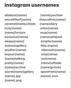 the words instagram usernames are shown in black and white, as well as an