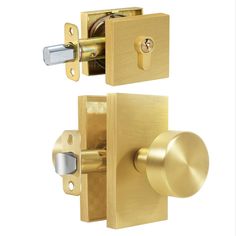 an image of a golden door handle and lock