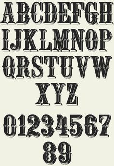 an old fashioned font with numbers and symbols