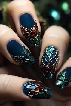 Fantasy Nails, Fall Events, 3d Butterflies, Vine Design, Art Fantasy, 3d Nails, Spring Nails