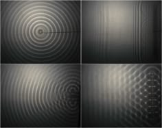 four different images of the same metal surface, each with an interesting pattern on it