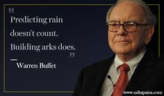 an older man in a suit and tie with a quote on the side that says, predicing rain doesn't count building arks does