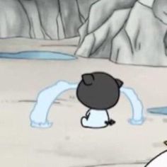 an animated penguin is standing in the snow