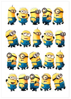 a bunch of minion characters with different expressions