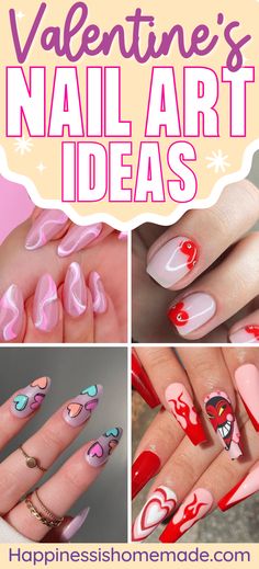 Valentine Nail Design, Valentines Nail Designs, Romantic Nail Art, Tip Nail Ideas, French Tip Nail Ideas, Nail Tip Designs, Chic Nail Art, Valentines Day Nails, Nail Quotes