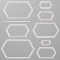 a set of white hexagonal shapes on a gray background