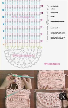 the crochet pattern is shown with instructions to make it