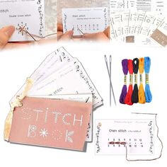 the sewing kit is organized and ready to be sewn together with instructions for each stitcher