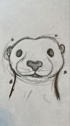 a drawing of a beaver with its mouth open and eyes closed, in the shape of a bear's head