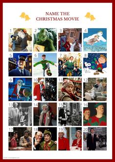 the christmas movie poster is shown with many different characters and numbers on it's side