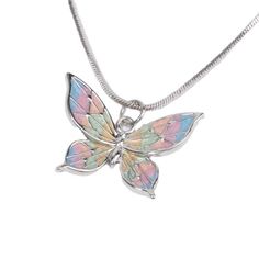 Elegant Y2K Butterfly Pendant Clavicle Chain Beauty Link Chain Choker Jewelry Features: Stand out with this colorful butterfly pendant necklace, adding a touch of vibrancy to your outfits. Made from alloy, this necklace is durable and resistant to tarnish, ensuring long lasting beauty. Suitable for all fashion enthusiasts, this versatile necklace can be worn by both men and women, making it a perfect for anyone. Whether it's a casual day out or a special occasion, this necklace effortlessly elev Jewelry Butterfly, Bling Necklace, Magical Jewelry, Colorful Butterfly, Butterfly Pendant Necklace, Mens Jewelry Necklace, Costume Jewelry Necklaces, Pink Enamel, Jewelry Choker