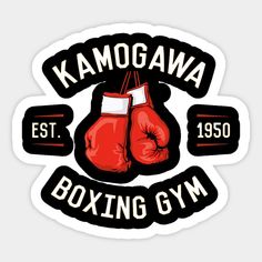 a sticker with boxing gloves and the words kamogawa boxing gym on it