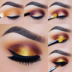 Gold Smokey Eye Step By Step, Chiefs Eye Makeup, Goddess Makeup Tutorial, Meredith Duxbury Palette Looks, Makeup Tutorial Eyeshadow Step By Step, Step By Step Eyeshadow Looks, Eyeshadow Tutorial Step By Step, Eyeshadow Looks Step By Step, Simple Eyeshadow Looks