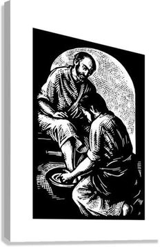 Canvas Print - Jesus Washing Peter's Feet by Julie Lonneman - Trinity Stores Pure White, Stretched Canvas Prints, Stretch Canvas, Cotton Blend, Felt, Jesus, Canvas Prints, Pure Products, Canvas