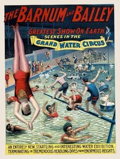 an advertisement for the bath and bally shows people in bathing suits diving into a swimming pool