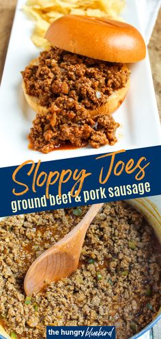 sloppy joes ground beef and pork sausage in a pan