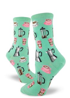 French Presses, Doc Martens Outfit, Sock Collection, Sock Lovers, Fishnet Socks, Green French, Women Crew Socks, Coffee Pots, Brown Coffee