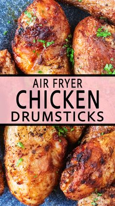 Cooked chicken drumsticks with a text overlay title. Paprika Seasoning, Healthy Ranch Dressing, Fried Chicken Drumsticks, Air Fryer Chicken Tenders, Blue Cheese Dip, Homemade Coleslaw, Chicken Drumstick Recipes, Drumstick Recipes