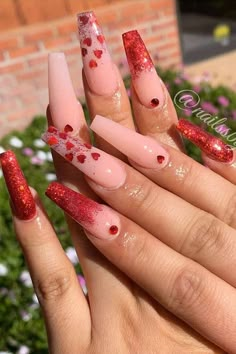 French Coffin, Unghie Nail Art, Red Acrylic Nails, Valentine Nails, Nail Designs Valentines, Red Nail Designs, Red Nail, Acrylic Nails Coffin