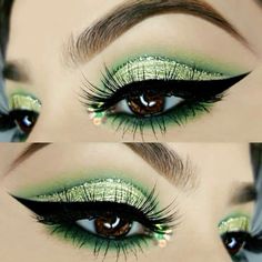 St Patricks Day Eye Makeup Simple, Green Mermaid Makeup, St Patricks Makeup, Green Eyeshadow Look, Green Eye Makeup, Eye Makeup Pictures