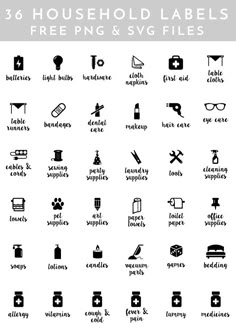 the 25 household labels are shown in black and white