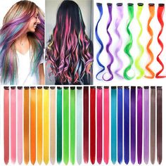 Pinterest Highlight Streaks, Rainbow Hair Extensions, Rainbow Highlights, Braided Dreadlocks, Yaki Hair, Hair Decor, Extensions Clip In, Rainbow Hair Color, Extension Hair