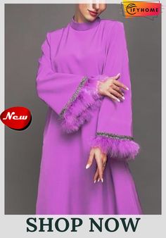 Loose Half Turtleneck Plain Elegant Dress & Party Dress Purple Maxi Dress For Party, Long Winter Party Dresses, Winter Party Long Dress, Long Dress For Winter Party, Winter Party Maxi Dress, Pink Long Sleeve Dress For Summer Party, Elegant Purple Winter Dresses, Chic Purple Dress For Party Season, Elegant Pink Dress For Winter