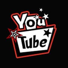 the youtube logo with stars on it in red and white colors, against a black background