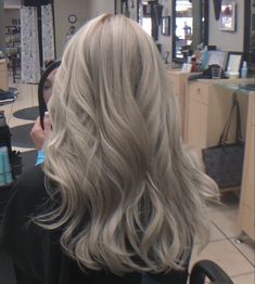 Grey Hair Inspiration Ash Blonde, Grey Toned Hair Ash Blonde, Champagne Grey Hair Color, Ashen Blonde Hair, Silverish Blonde Hair, Light Ash Hair Blonde, Ash Platinum Hair, White Ashy Blonde Hair, Greyish Blonde Hair Ash Brown