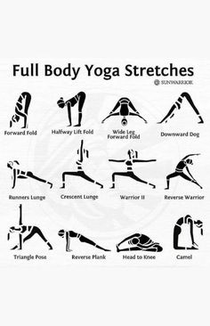 the full body yoga stretches poster is shown in black and white, with instructions to do it